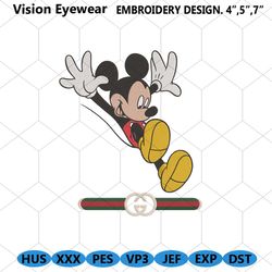 Mickey Jumping Gucci Logo Embroidery Design Download