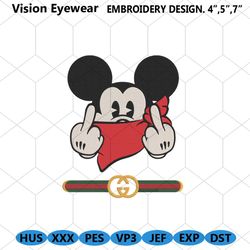 Mickey Middle Finger Gucci Logo Embroidery File