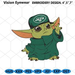 New York Jets Cap Baby Yoda Embroidery Design Download