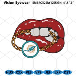 Miami Dolphins Inspired Lips Embroidery Design Download