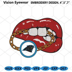 Carolina Panthers Inspired Lips Embroidery Design Download