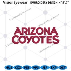 Arizona Coyotes Wordmark Logo Machine Embroidery, Arizona Coyotes Logo NHL Embroidery