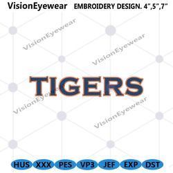 NCAA Tigers Wordmark Logo Embroidery Download, Tigers NCAA Team Logo Embroidery Design