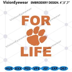 For Life Clemson Tigers Logo Machine Embroidery, NCAA Team Logo Machine Embroidery Files