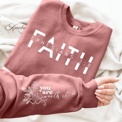 Elegant Christian Faith Quote SVG PNG, You Worth it Floral Quote Svg, Christian Shirt svg, Bible Verse svg, Scripture sv