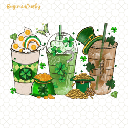 Ice Coffee Lover St Patrick's Day Png, Lucky A Latte Png, Lucky Coffee Lover St. Paddy's Day, St Patricks Coffee Cups Pn