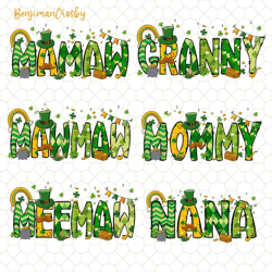 Mamaw Nana Family Matching St Patrick's Day Png, Retro Mommy St. Paddy's Day, Lucky Charms, Lucky Shamrock Png, Cute Iri