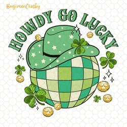 Howdy Go Lucky St Patrick's Day Png, Retro Groovy St Paddy's Day, Lucky Charms, Lucky Shamrock, Cute Howdy Irish Day Png