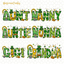 Aunt Gigi Family Matching St Patrick's Day Png, Retro Grandma St. Paddy's Day, Lucky Charms, Lucky Shamrock Png, Cute Ir