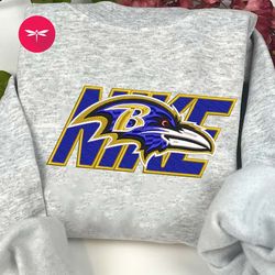 Nike NFL Baltimore Ravens Embroidered Hoodie, Nike NFL Embroidered Sweatshirt, NFL Embroidered Football, Nike NK03F