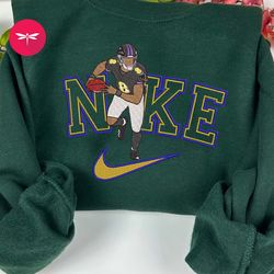 Nike NFL Lamar Jackson Embroidered Hoodie, Nike NFL Embroidered Sweatshirt, NFL Embroidered Football, Nike NK11G