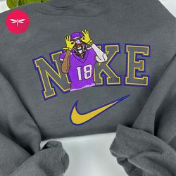 Nike NFL Justin Jefferson Embroidered Hoodie, Nike NFL Embroidered Sweatshirt, NFL Embroidered Football, Nike Shirt NK12