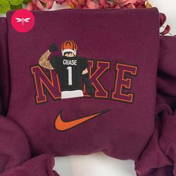Nike NFL Ja'marr Chase Embroidered Hoodie, Nike NFL Embroidered Sweatshirt, NFL Embroidered Football, Nike Shirt NK17G