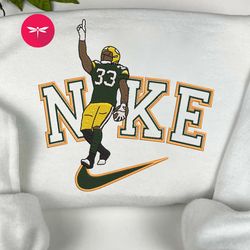 Nike NFL Aaron Jones Embroidered Hoodie, Nike NFL Embroidered Sweatshirt, NFL Embroidered Football, Nike Shirt NK30G