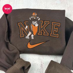 Nike NFL Myles Garrett Embroidered Hoodie, Nike NFL Embroidered Sweatshirt, NFL Embroidered Football, Nike Shirt NK31G