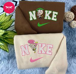 Cosmo And Wanda The Fairly Odd Parents Nike Embroidered Sweatshirt, Nike Couple Crewneck Embroidered, Trending Cart CP33