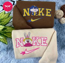 Nike Couple Snowball Embroidered Sweatshirt, Bunny Movie Couple Crewneck Embroidered, Movie Nike Shirt CP03