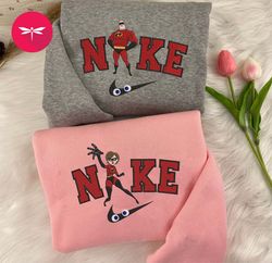 Nike Couple Helen Parr and Bob Parr Embroidered Sweatshirt, The Incredibles Couple Crewneck Embroidered, Nike Shirt CP15