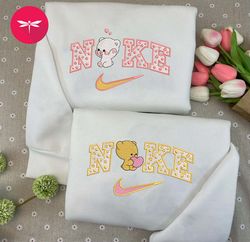 Nike Mocha and Milk Bear Embroidery Hoodie, Teddy Couple Nike Embroidery Sweater, Cute Movie Nike Embroidery Hoodie CN45