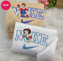 Nike Valentine Snow White Embroidered Hoodie, Valentine Couple Nike Embroidered Sweater, Snow White Movie Nike NK08
