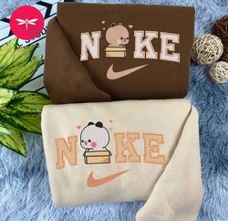 Nike Valentine Mocha Embroidered Hoodie, Valentine Couple Nike Embroidered Sweater, Mocha Movie Nike Embroidered NK17
