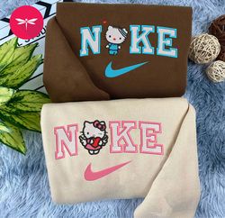 Nike Valentine Hello Kitty Embroidered Hoodie, Valentine Couple Nike Embroidered Sweater, Hello Kitty Movie Nike NK29
