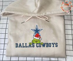 Grinch NFL Dallas Cowboys Embroidered Sweatshirt, Grinch NFL Sport Embroidered Sweatshirt, NFL Embroidered Shirt