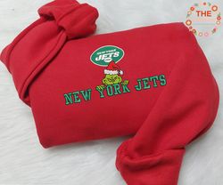 Grinch NFL New York Jets Embroidered Sweatshirt, Grinch NFL Sport Embroidered Sweatshirt, NFL Embroidered Shirt