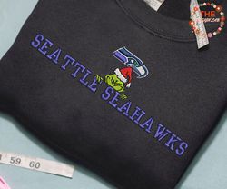 Grinch NFL Seattle Seahawks Embroidered Sweatshirt, Grinch NFL Sport Embroidered Sweatshirt, NFL Embroidered Shirt