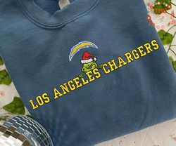 Grinch NFL Los Angeles Chargers Embroidered Sweatshirt, Grinch NFL Sport Embroidered Sweatshirt, NFL Embroidered Shirt