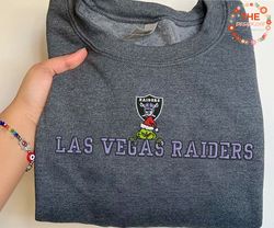 Grinch NFL Las Vegas Raiders Embroidered Sweatshirt, Grinch NFL Sport Embroidered Sweatshirt, NFL Embroidered Shirt