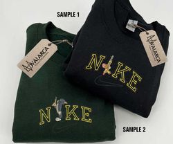 Nike Custom Couple Embroidered Sweatshirt, Tom And Jerry Embroidererd Sweatshirt, Matching Couple Embroidered Hoodie