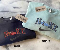 Nike Custom Couple Embroidered Sweatshirt, Nike Mcqueen And Sally Embroidererd Sweatshirt, Matching Couple Embroidered