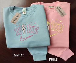 Nike Custom Couple Embroidered Sweatshirt, Nike Elizabeth And Meliodas Embroidererd Sweatshirt, Matching Couple Embroide