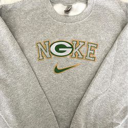 Nike NFL Green Bay Packers Emboidered Hoodie, Nike NFL Embroidered Sweatshirt, NFL Embroidered Football, Nike NK05A