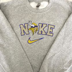Nike NFL Minnesota Vikings Emboidered Hoodie, Nike NFL Embroidered Sweatshirt, NFL Embroidered Football, Nike NK06A