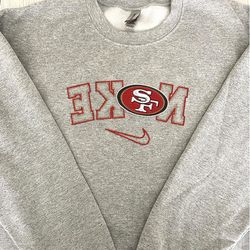 Nike NFL San Francisco 49ers Emboidered Hoodie, Nike NFL Embroidered Sweatshirt, NFL Embroidered Football, Nike NK23B