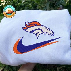 Nike NFL Denver Broncos Embroidered Hoodie, Nike NFL Embroidered Sweatshirt, NFL Embroidered Football, Nike Shirt NK10E