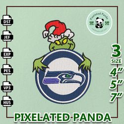 NFL Grinch Seattle Seahawks Embroidery Design, NFL Logo Embroidery Design, NFL Embroidery Design, Instant Download