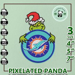 NFL Grinch Miami Dolphins Embroidery Design, NFL Logo Embroidery Design, NFL Embroidery Design, Instant Download