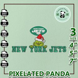 NFL Grinch New York Jets Embroidery Design, NFL Logo Embroidery Design, NFL Embroidery Design, Instant Download