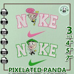 Cosmo And Wanda The Fairly Odd Parents Nike Embroidered Design, Nike Cartoon Movie Couple Embroidery Design