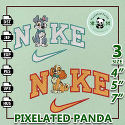 Nike Dogs Couple Design, Animal Movie Couple Nike Embroidery Design, Disney Cartoon Movie Nike Embroidery File