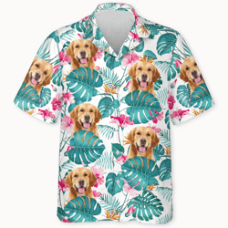 tropical leaf photo, personalized short sleeve shirt, custom photo