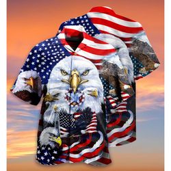 4th Of July Short Sleeve Shirt America Proud Happy Day Aloha Button Up Shirt