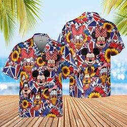4th Of July Short Sleeve Shirt Disney Mickey And Friends Aloha Button Up Shirt