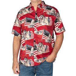 4th Of July Short Sleeve Shirt USA Flag Bicentennial Patriotic Casual Button Up Aloha Shirt