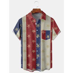 4th Of July Independence Day Star Stripe Flag Tropical Shirt Summer Beach Patriotic Aloha Shirt