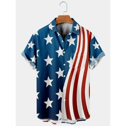 4th Of July USA Independence Day Flag Tropical Shirt Summer Beach Patriotic Aloha Shirt