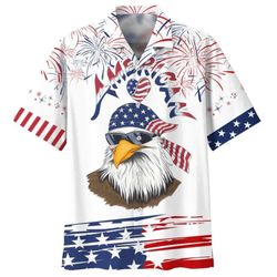 Cool Eagle Merica Heart 4th Of July Patriotic American Flags Aloha  Summer Graphic Prints Button Up Shirt.jpg
